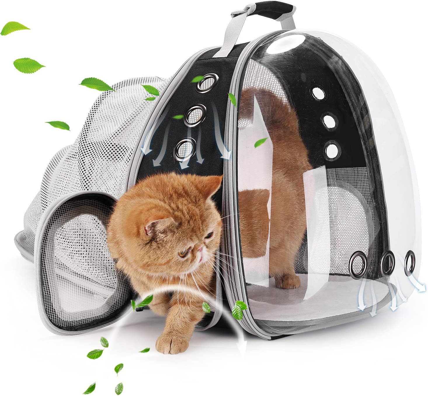 Cat Carrier Backpack, Expandable Bubble Pet Carrier for Cats and Small Dogs, Airline Approved Travel Backpack for Hiking, Walking & Outdoor Adventures - Supports up to 16 lbs.
