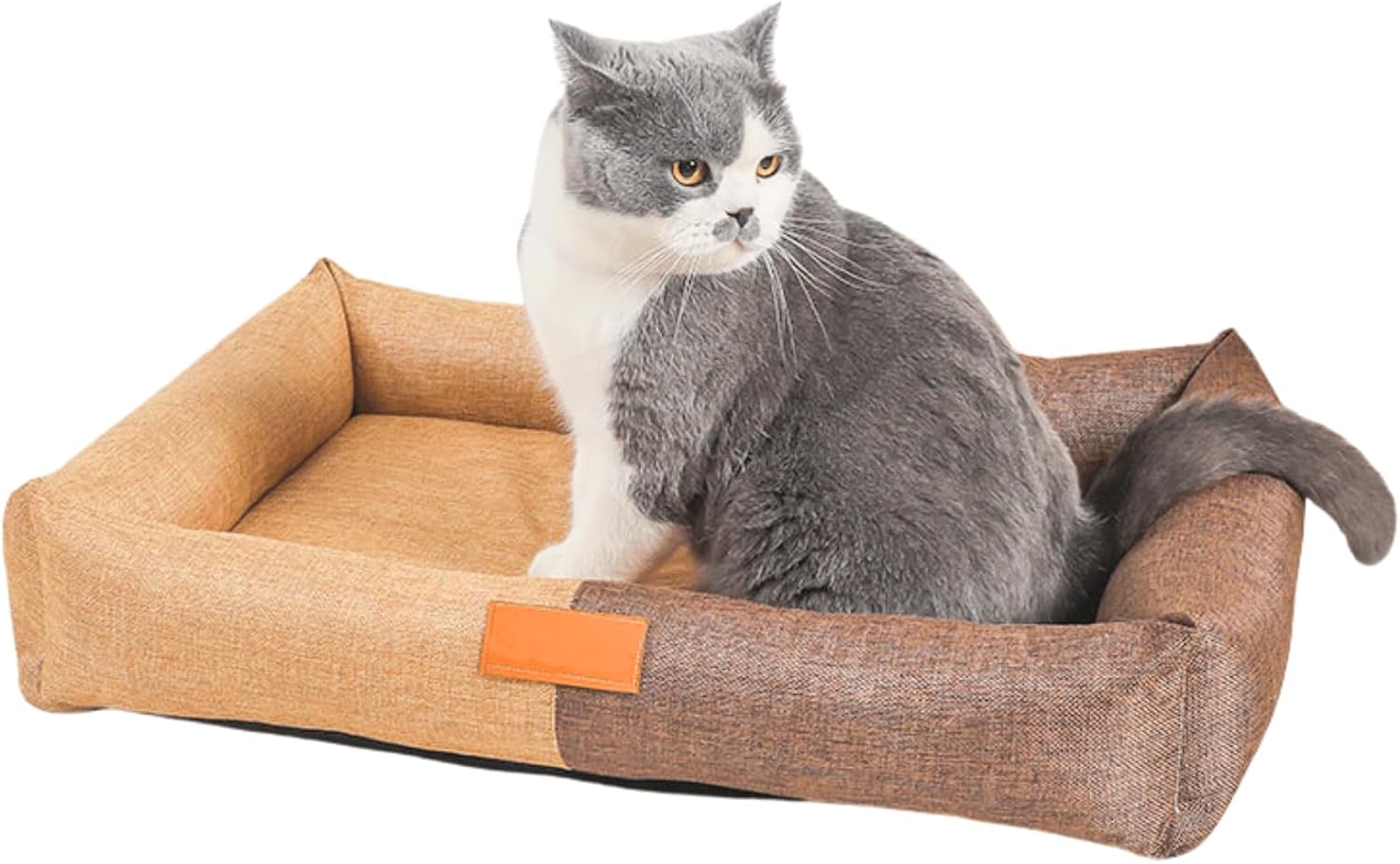 Pet Mat, Sponge Mat, Kennel, Removable and Washable Color Matching Linen Pet Kennel, Summer Breathable and Comfortable Dog Bed,Detachable and Washable.