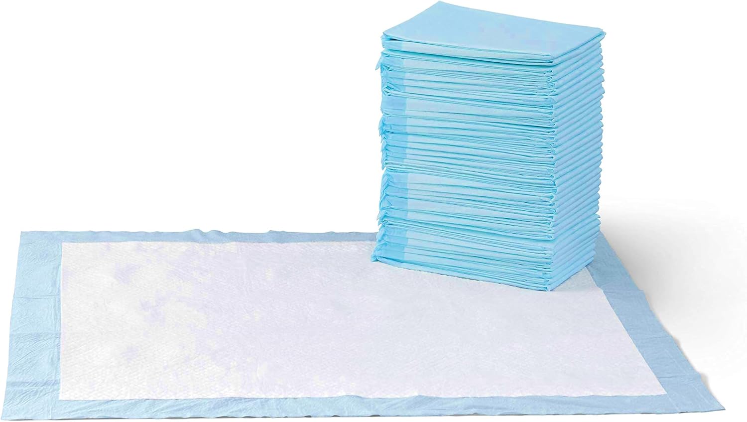Amazon Basics Dog and Puppy Pee Pads, 5-Layer Leak-Proof Super Absorbent, Quick-Dry Surface, Potty Training, Regular (22x22"), 50 Count.