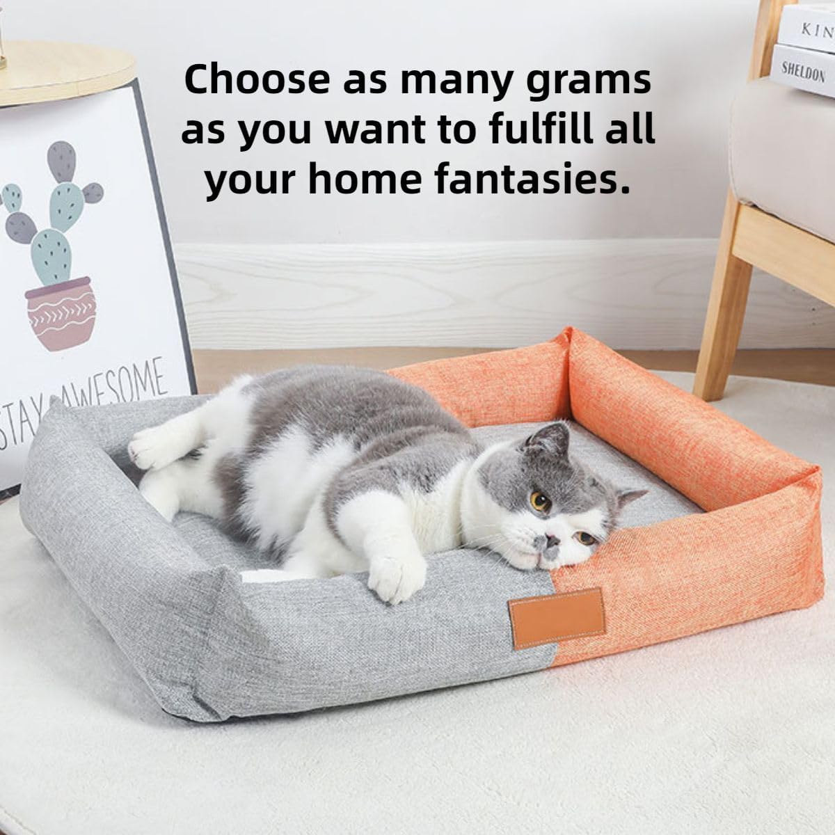 Pet Mat, Sponge Mat, Kennel, Removable and Washable Color Matching Linen Pet Kennel, Summer Breathable and Comfortable Dog Bed,Detachable and Washable.