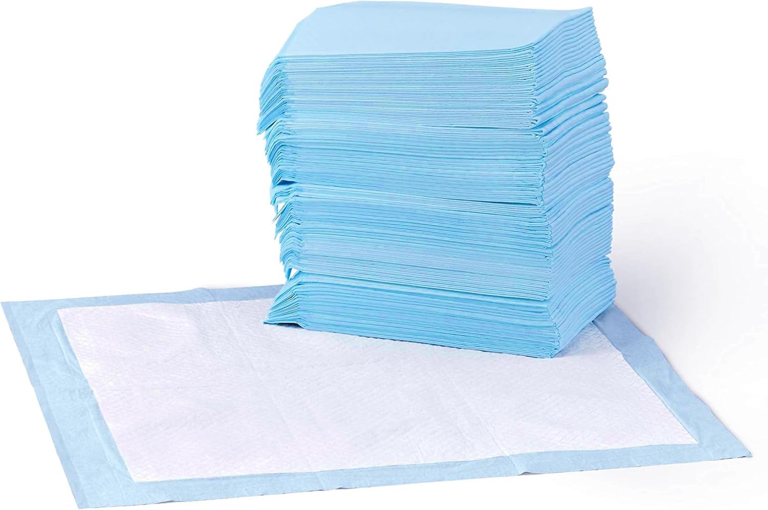 Amazon Basics Dog and Puppy Pee Pads, 5-Layer Leak-Proof Super Absorbent, Quick-Dry Surface, Potty Training, Regular (22x22"), 50 Count.
