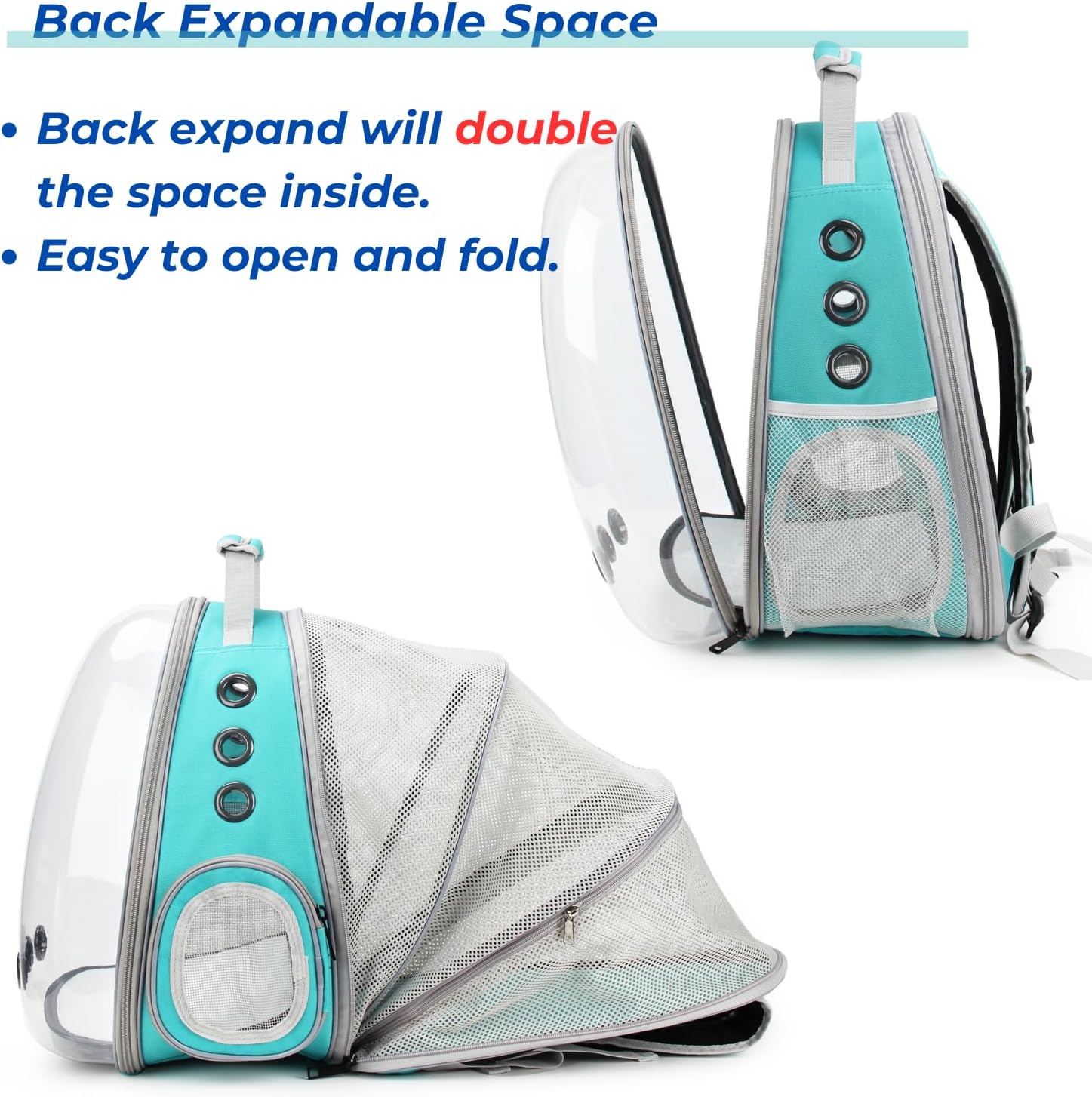 Cat Carrier Backpack, Expandable Bubble Pet Carrier for Cats and Small Dogs, Airline Approved Travel Backpack for Hiking, Walking & Outdoor Adventures - Supports up to 16 lbs.